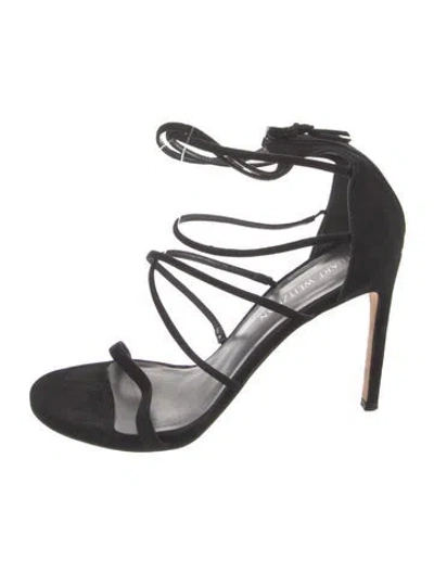 Pre-owned Stuart Weitzman Suede Gladiator Sandals In Black