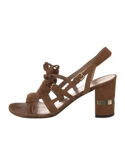Pre-owned Stuart Weitzman Suede Gladiator Sandals In Brown
