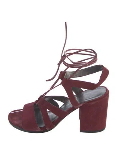 Pre-owned Stuart Weitzman Suede Gladiator Sandals In Burgundy