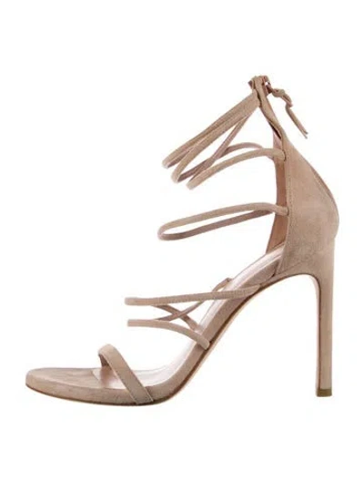 Pre-owned Stuart Weitzman Suede Gladiator Sandals In Neutral