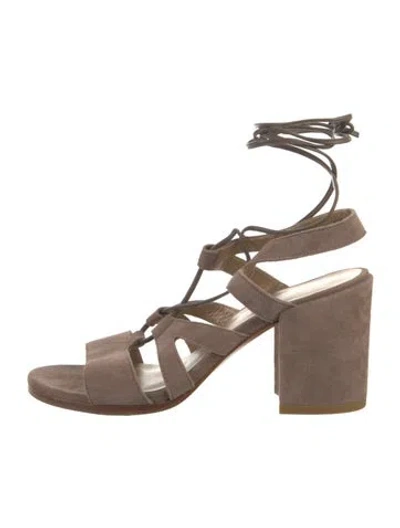 Pre-owned Stuart Weitzman Suede Gladiator Sandals In Neutral