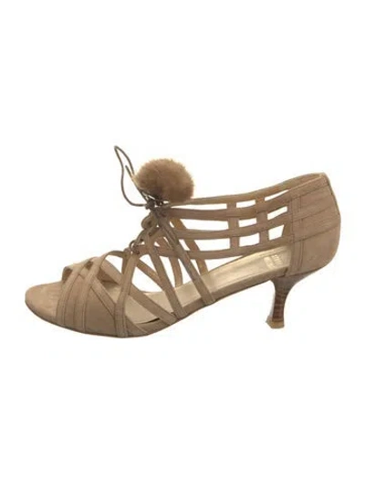 Pre-owned Stuart Weitzman Suede Gladiator Sandals In Neutral