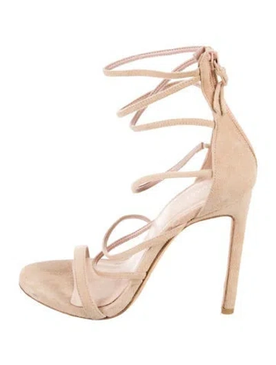Pre-owned Stuart Weitzman Suede Gladiator Sandals In Neutral