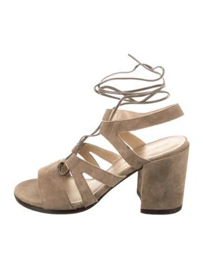 Pre-owned Stuart Weitzman Suede Gladiator Sandals In Neutral