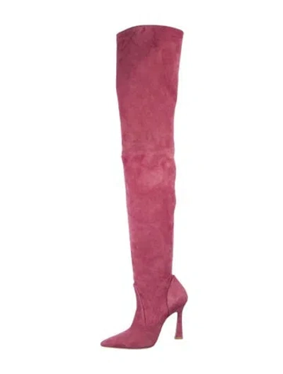 Pre-owned Stuart Weitzman Suede Graphic Print Sock Boots In Pink