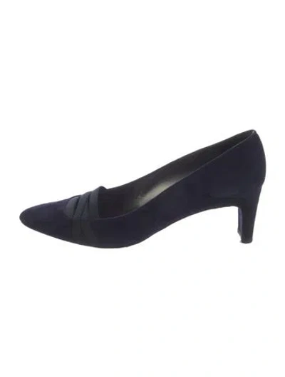 Pre-owned Stuart Weitzman Suede Grosgrain Trim Pumps In Blue