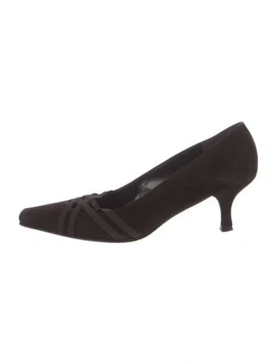 Pre-owned Stuart Weitzman Suede Grosgrain Trim Pumps In Brown
