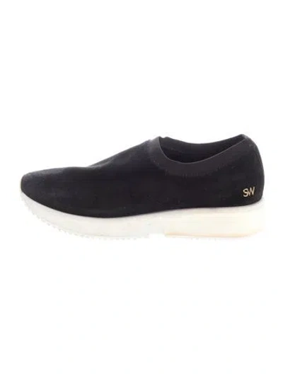 Pre-owned Stuart Weitzman Suede Grosgrain Trim Sneakers In Blue