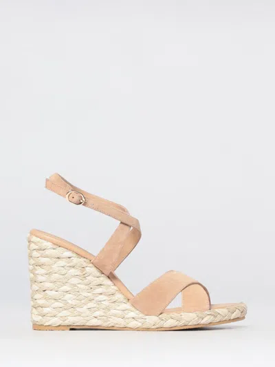 Stuart Weitzman スエード ハイウェッジ アンクルストラップ サンダル In Neutral