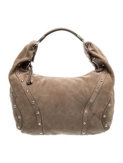 Pre-owned Stuart Weitzman Suede Hobo In Neutrals