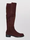 Stuart Weitzman Suede Knee-high Ankle Boots With Block Heel In Brown