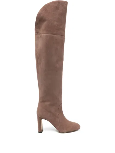 Stuart Weitzman Suede Knee-high Boots In Neutral