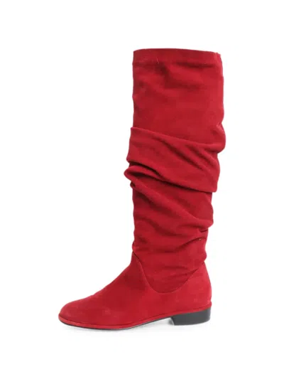 Pre-owned Stuart Weitzman Suede Knee-high Boots In Red