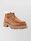 Stuart Weitzman Suede Lace-up Ankle Boots With Chunky Sole In Animal Print