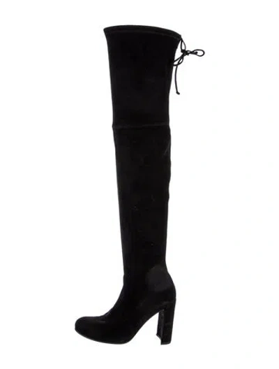 Pre-owned Stuart Weitzman Suede Lace-up Boots In Black