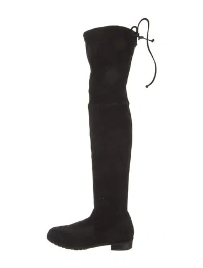 Pre-owned Stuart Weitzman Suede Lace-up Boots In Black