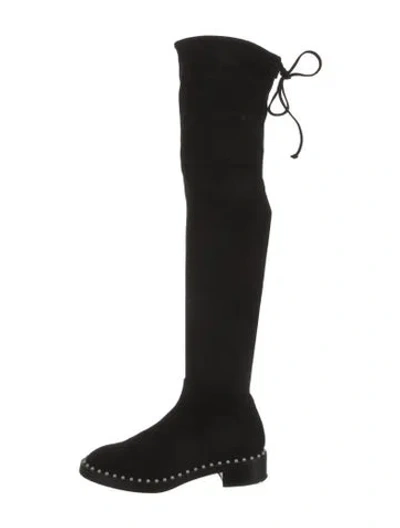 Pre-owned Stuart Weitzman Suede Lace-up Boots In Black
