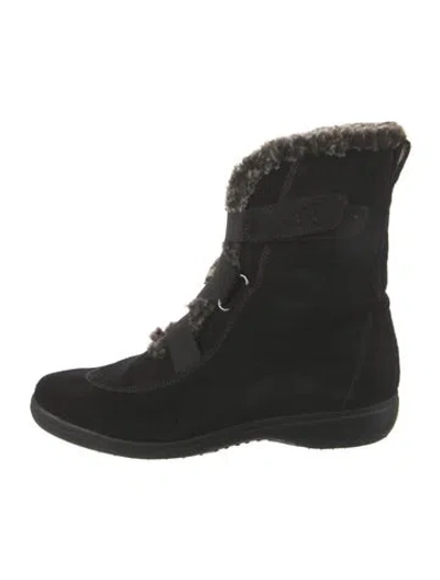 Pre-owned Stuart Weitzman Suede Lace-up Boots In Black