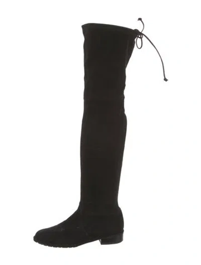 Pre-owned Stuart Weitzman Suede Lace-up Boots In Black