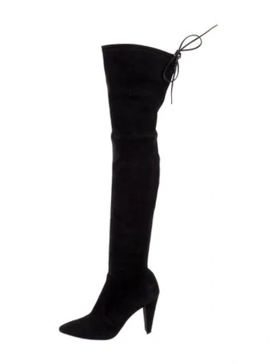 Pre-owned Stuart Weitzman Suede Lace-up Boots In Black
