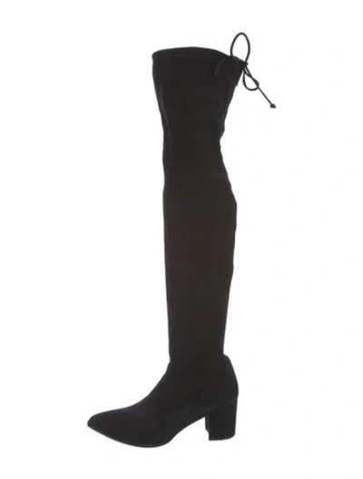 Pre-owned Stuart Weitzman Suede Lace-up Boots In Black