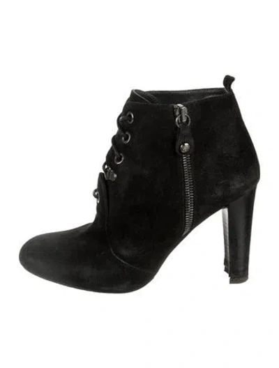 Pre-owned Stuart Weitzman Suede Lace-up Boots In Black