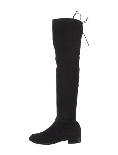 Pre-owned Stuart Weitzman Suede Lace-up Boots In Black