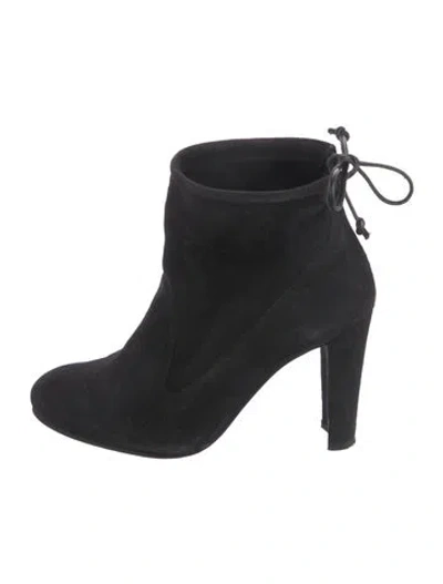 Pre-owned Stuart Weitzman Suede Lace-up Boots In Black
