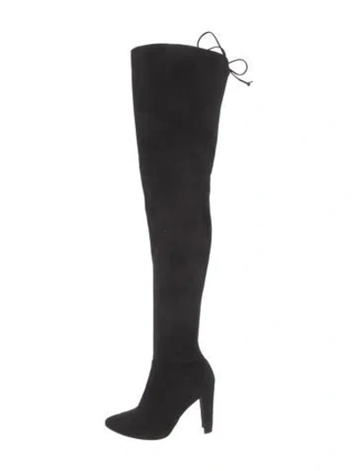 Pre-owned Stuart Weitzman Suede Lace-up Boots In Black