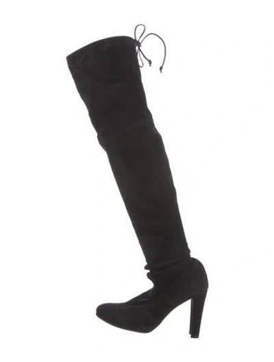 Pre-owned Stuart Weitzman Suede Lace-up Boots In Black