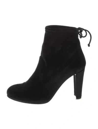 Pre-owned Stuart Weitzman Suede Lace-up Boots In Black