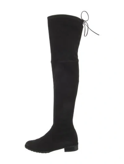 Pre-owned Stuart Weitzman Suede Lace-up Boots In Black