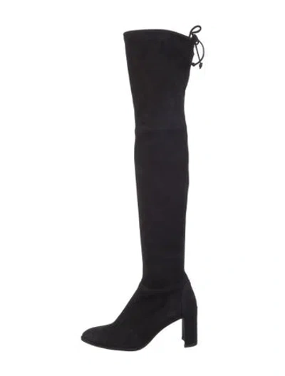Pre-owned Stuart Weitzman Suede Lace-up Boots In Black