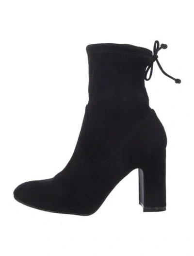 Pre-owned Stuart Weitzman Suede Lace-up Boots In Black