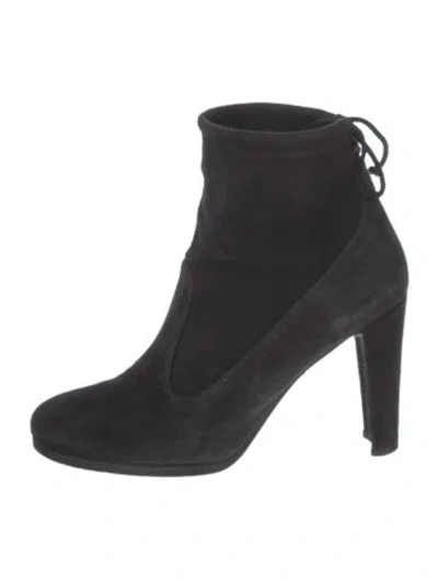 Pre-owned Stuart Weitzman Suede Lace-up Boots In Black