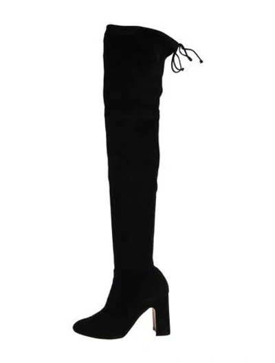 Pre-owned Stuart Weitzman Suede Lace-up Boots In Black