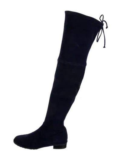Pre-owned Stuart Weitzman Suede Lace-up Boots In Blue