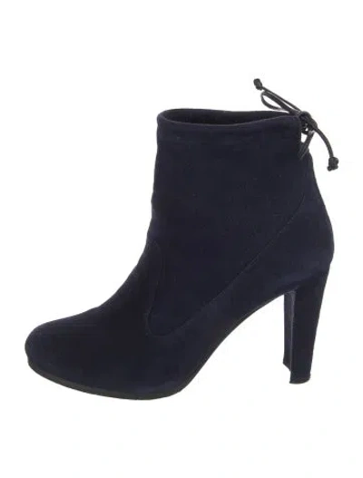 Pre-owned Stuart Weitzman Suede Lace-up Boots In Blue