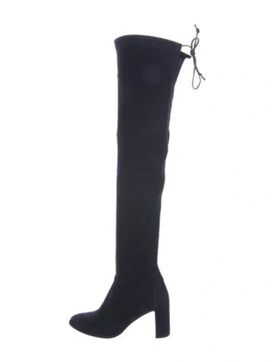 Pre-owned Stuart Weitzman Suede Lace-up Boots In Blue