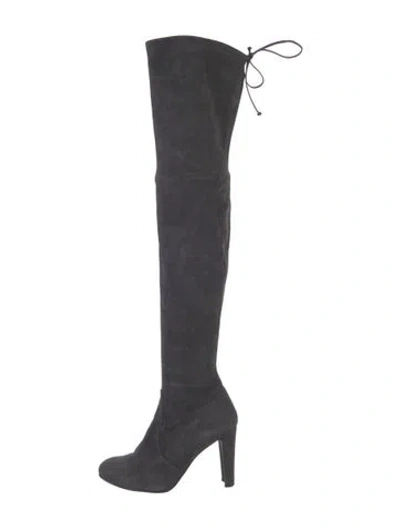 Pre-owned Stuart Weitzman Suede Lace-up Boots In Blue