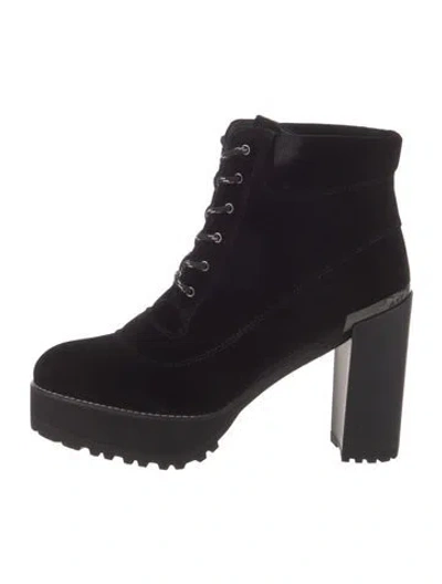 Pre-owned Stuart Weitzman Suede Lace-up Boots In Blue
