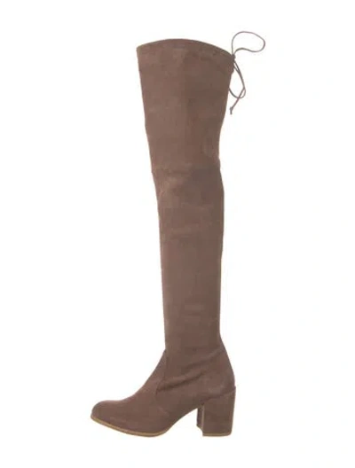 Pre-owned Stuart Weitzman Suede Lace-up Boots In Brown