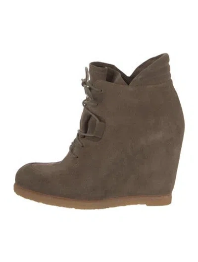 Pre-owned Stuart Weitzman Suede Lace-up Boots In Brown