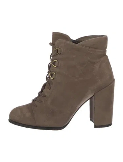 Pre-owned Stuart Weitzman Suede Lace-up Boots In Brown