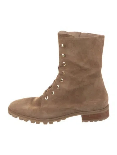 Pre-owned Stuart Weitzman Suede Lace-up Boots In Brown
