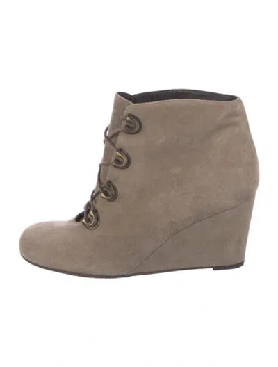 Pre-owned Stuart Weitzman Suede Lace-up Boots In Gray