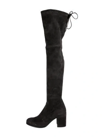 Pre-owned Stuart Weitzman Suede Lace-up Boots In Gray