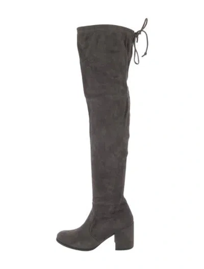 Pre-owned Stuart Weitzman Suede Lace-up Boots In Gray
