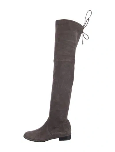 Pre-owned Stuart Weitzman Suede Lace-up Boots In Gray