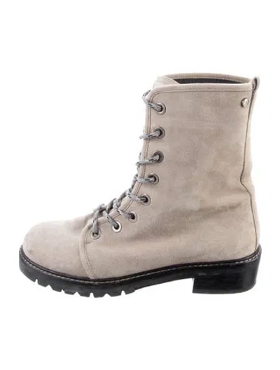 Pre-owned Stuart Weitzman Suede Lace-up Boots In Neutral
